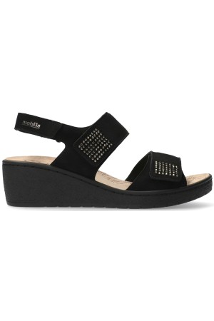 Mobils by Mephisto PAM SPARK women's Sandal - Black Suede - WIDE FIT