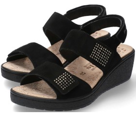 Mobils by Mephisto PAM SPARK women's Sandal - Black Suede - WIDE FIT