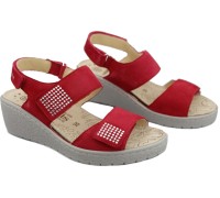 Mobils by Mephisto PAM SPARK women's Sandal - Red Suede - WIDE FIT