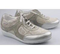 Mobils by Mephisto JACINTE grey silver leather lace shoe for women with WIDE FEET