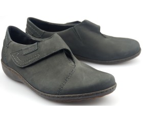 Mobils by Mephisto MARTHA graphite grey nubuck velcro shoe for women -extra wide