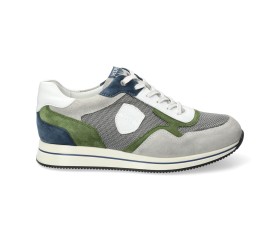 Mephisto GARCIA AIR men's lace-up sneaker - Grey white green blue