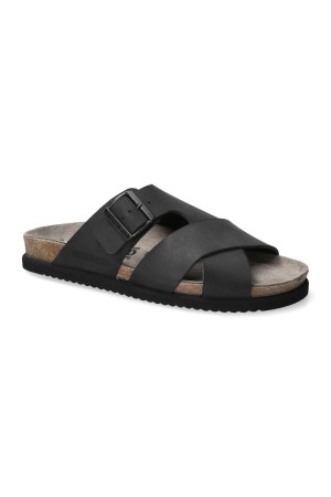Mephisto NORDINE men's slide sandal - Black leather Mephisto NORDINE men's slide sandal - Black leather