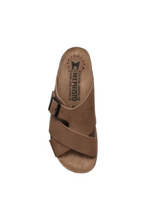 Mephisto NORDINE men's slide sandal - Dark brown leather