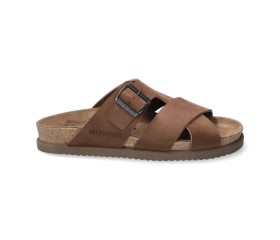 Mephisto NORDINE men's slide sandal - Dark brown leather