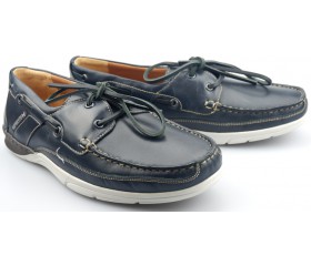 blue leather boat shoes