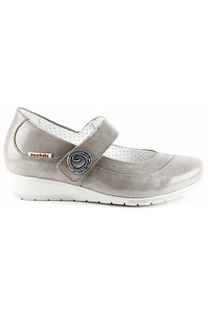 Mobils by Mephisto JESSY - womens ballerina with strap - grey leather WIDE FEET
